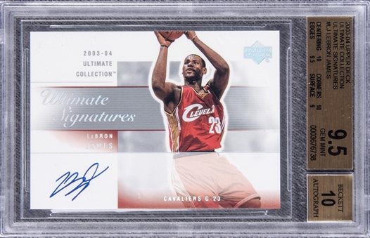 2003/04 Upper Deck Ultimate Collection "Ultimate Signatures" #LJ LeBron James Signed Rookie Card – BGS GEM MINT 9.5/BGS 10